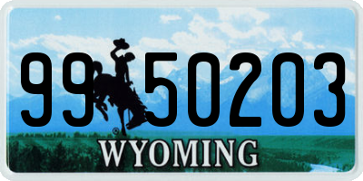 WY license plate 9950203