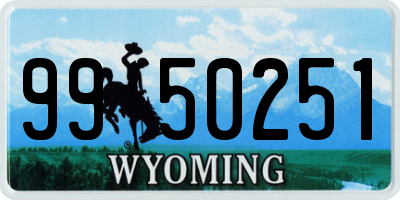 WY license plate 9950251