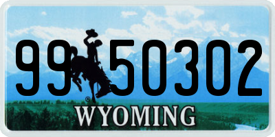 WY license plate 9950302
