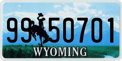 WY license plate 9950701