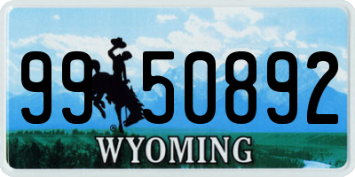 WY license plate 9950892
