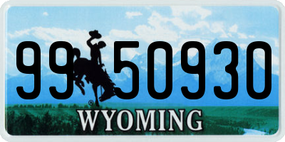 WY license plate 9950930