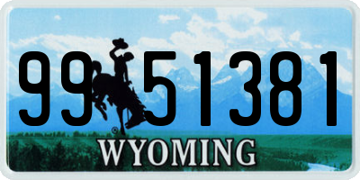 WY license plate 9951381