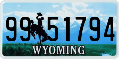 WY license plate 9951794