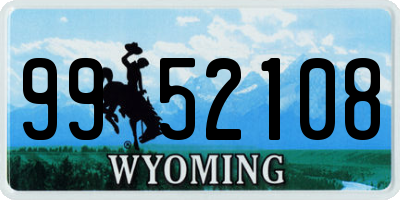 WY license plate 9952108