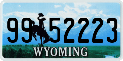 WY license plate 9952223