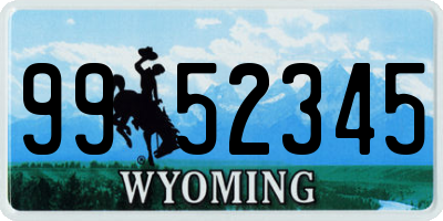 WY license plate 9952345