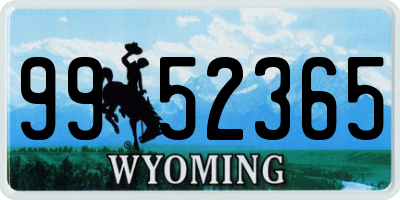 WY license plate 9952365