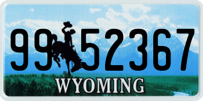 WY license plate 9952367