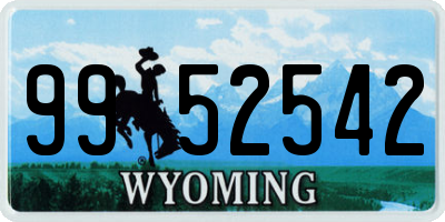 WY license plate 9952542