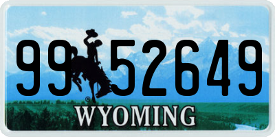 WY license plate 9952649