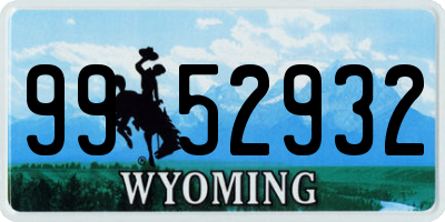 WY license plate 9952932