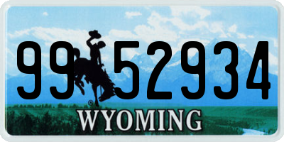 WY license plate 9952934