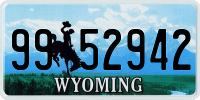 WY license plate 9952942