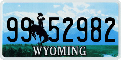 WY license plate 9952982