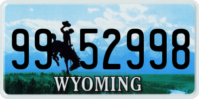 WY license plate 9952998