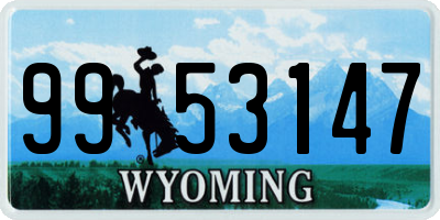 WY license plate 9953147
