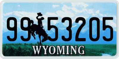 WY license plate 9953205