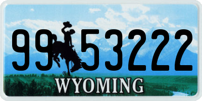 WY license plate 9953222