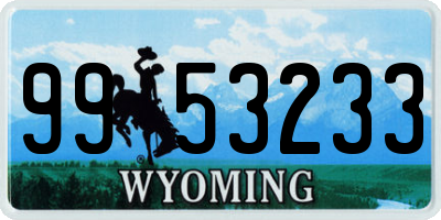 WY license plate 9953233