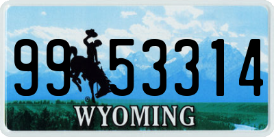 WY license plate 9953314