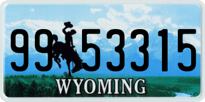 WY license plate 9953315