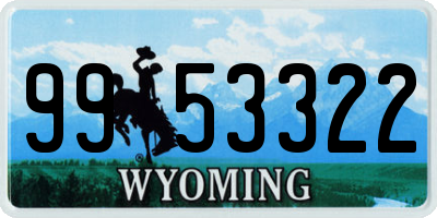 WY license plate 9953322