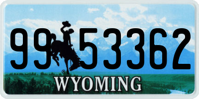 WY license plate 9953362