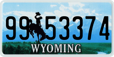 WY license plate 9953374