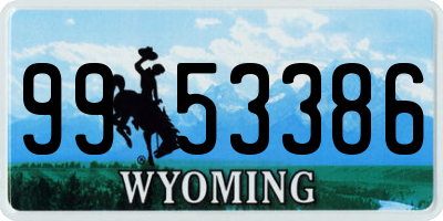 WY license plate 9953386