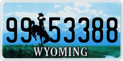 WY license plate 9953388