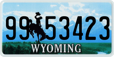 WY license plate 9953423