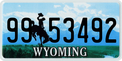 WY license plate 9953492