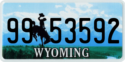 WY license plate 9953592