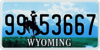 WY license plate 9953667