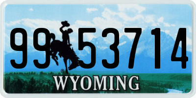 WY license plate 9953714