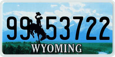 WY license plate 9953722