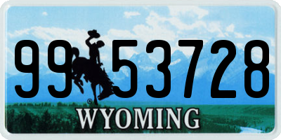 WY license plate 9953728