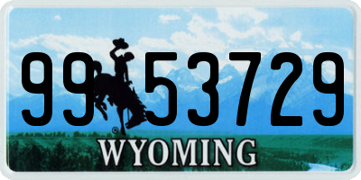 WY license plate 9953729