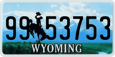 WY license plate 9953753
