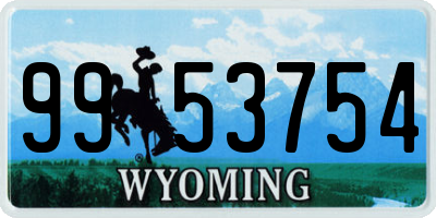 WY license plate 9953754