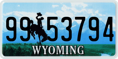 WY license plate 9953794