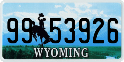 WY license plate 9953926