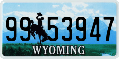 WY license plate 9953947