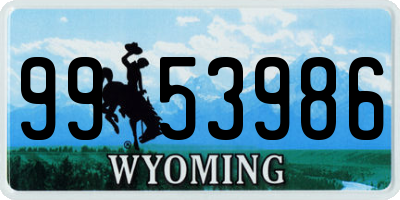 WY license plate 9953986
