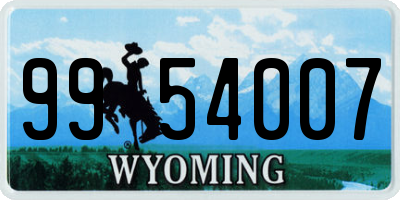 WY license plate 9954007