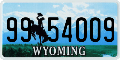 WY license plate 9954009
