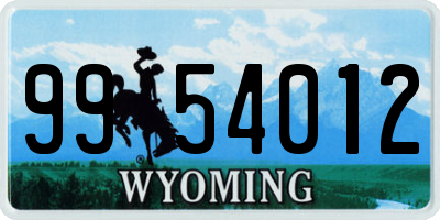 WY license plate 9954012
