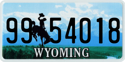 WY license plate 9954018