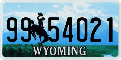 WY license plate 9954021